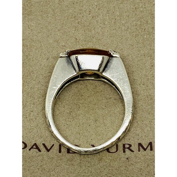 David Yurman Sterling Silver, Diamond and Citrine Deco Lemon Deco Ring 7.5 - Picture 4 of 8